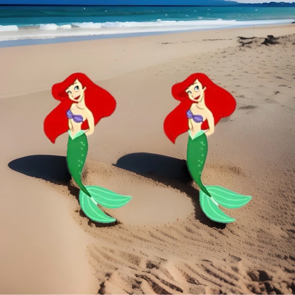 Disney Ariel Stud Drop Handmade Earrings (1 Inch Long)